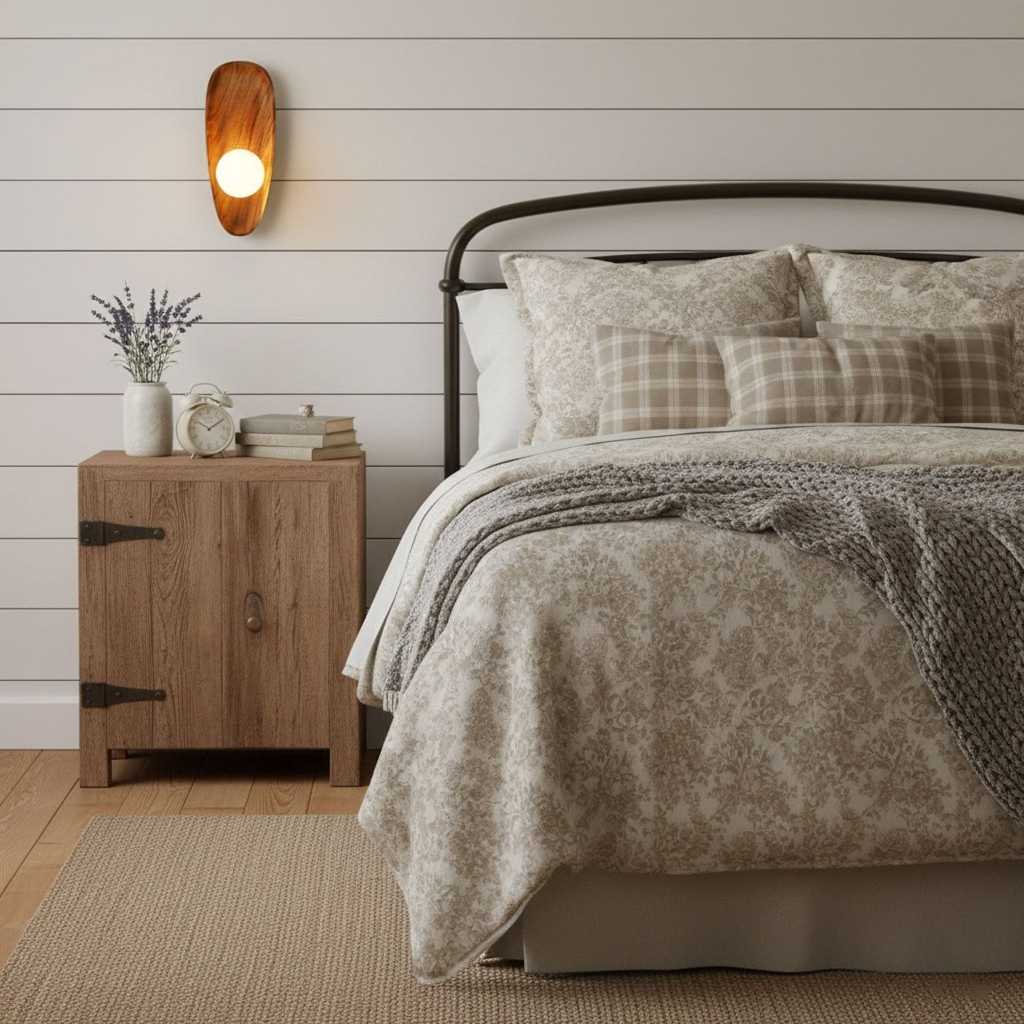 Applique murale LED minimaliste avec détail bois naturel