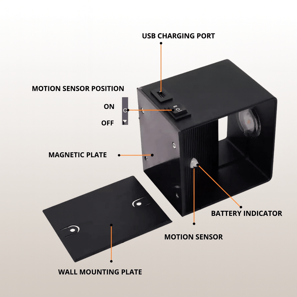Applique murale LED sans fil à faisceau lumineux réglable