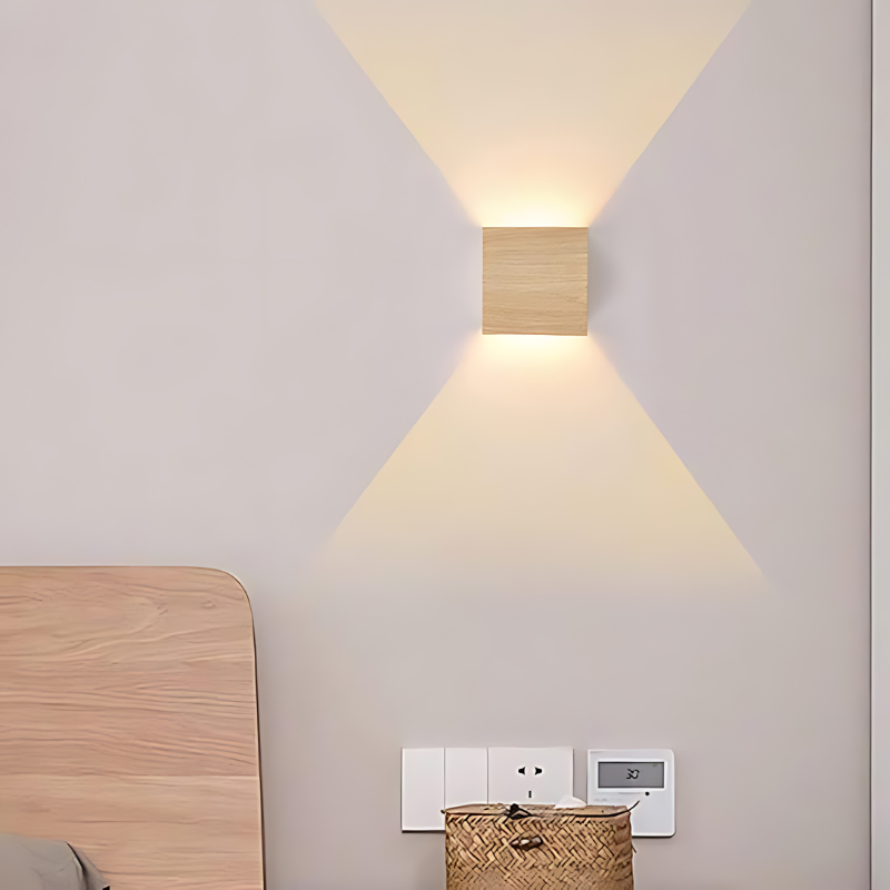 Applique murale LED scandinave en bois naturel – applique minimaliste pour chambre et salon