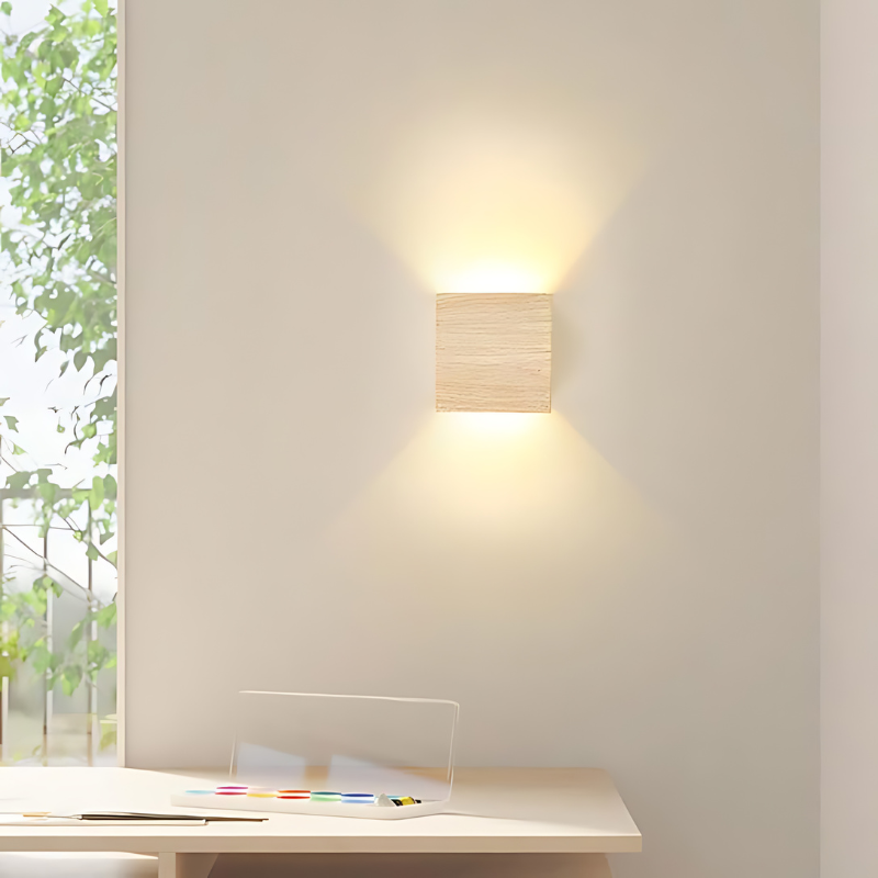 Applique murale LED scandinave en bois naturel – applique minimaliste pour chambre et salon