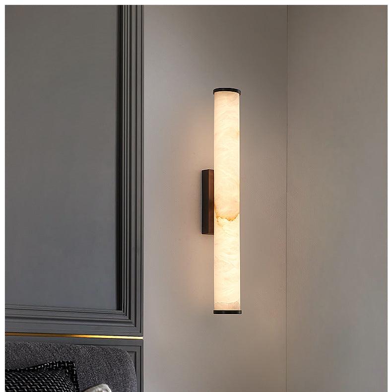Applique murale moderne en marbre effet - Éclairage d'accentuation avec détails cuivrés - Style minimaliste