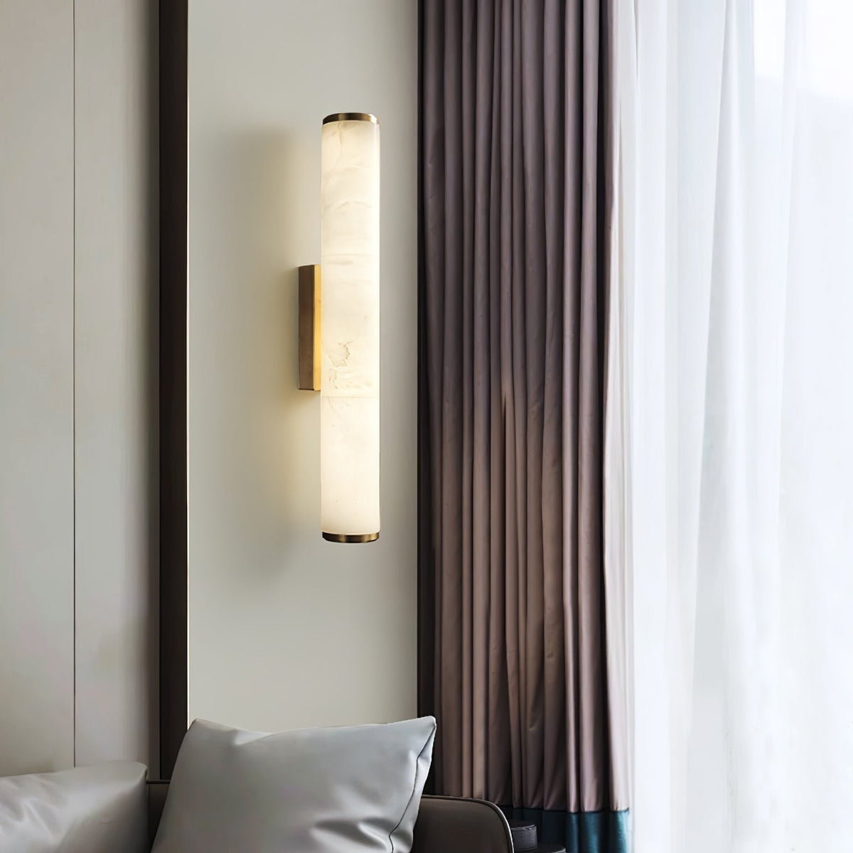 Applique murale moderne en marbre effet - Éclairage d'accentuation avec détails cuivrés - Style minimaliste