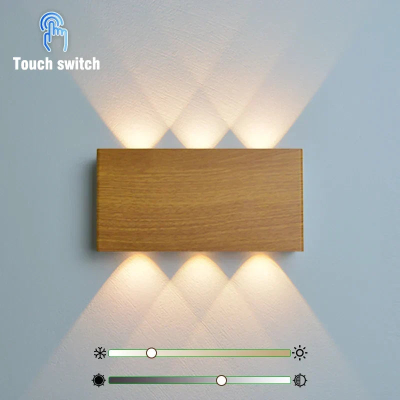 Applique murale rechargeable design minimaliste avec texture bois