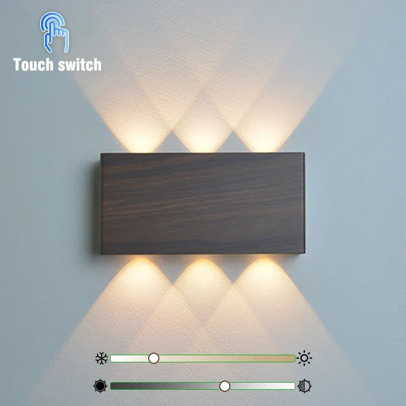 Applique murale rechargeable design minimaliste avec texture bois