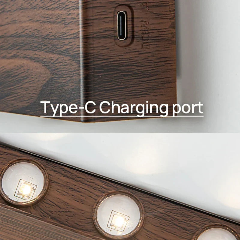 Applique murale rechargeable design minimaliste avec texture bois