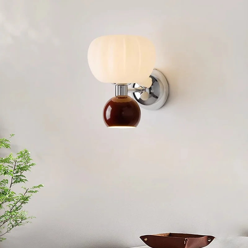 Applique murale scandinave citrouille en verre et métal moderne