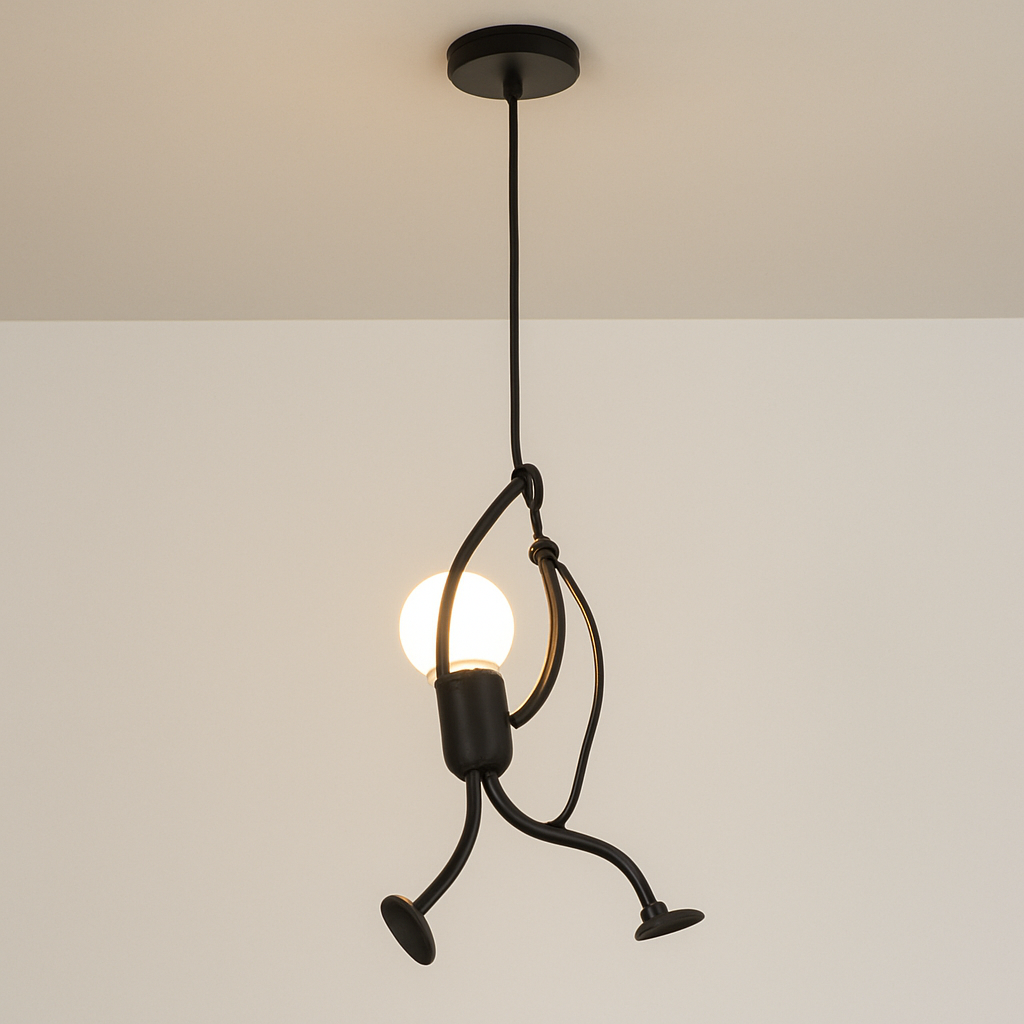 Applique murale unique: sculpture d'homme grimpant au design industriel, luminaire mural scandinave