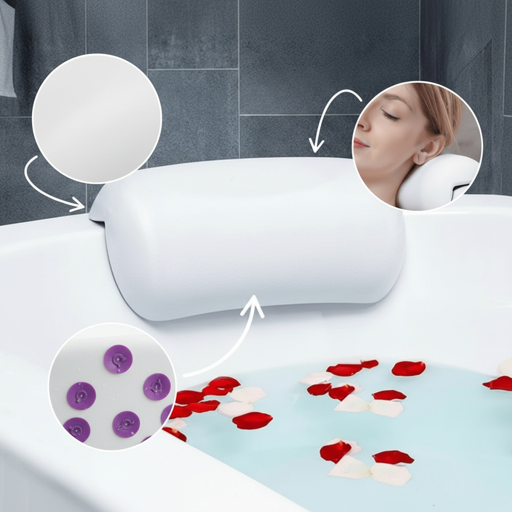 AQUACLOUD Premium Bath Pillow – Ergonomic & Non-Slip for Relaxing Baths