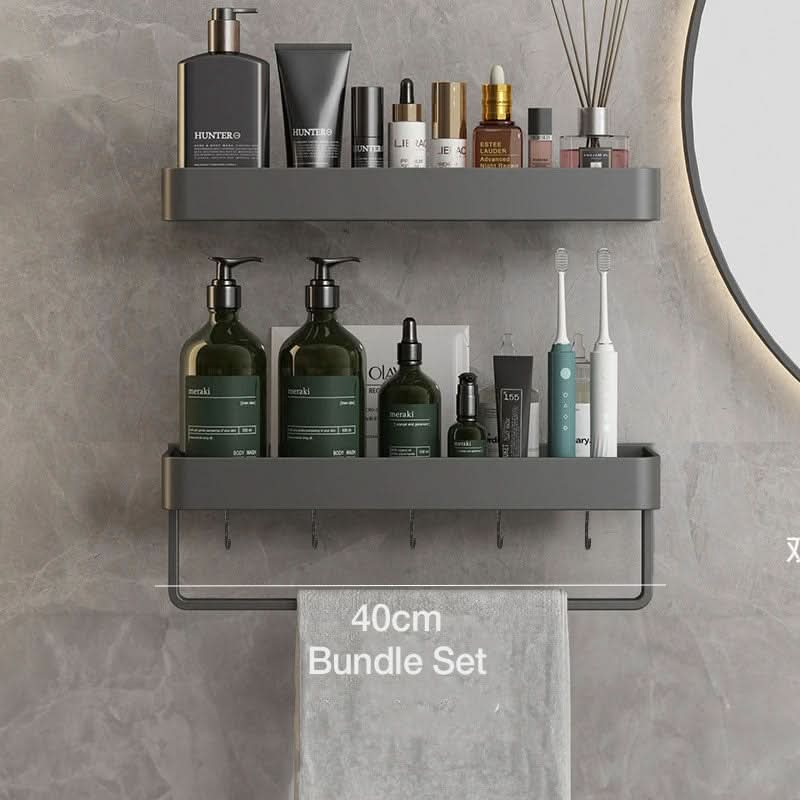 AQUASHELF – Elegant Wall Shelf for Bathroom with Towel Holder & Drill-Free Installation