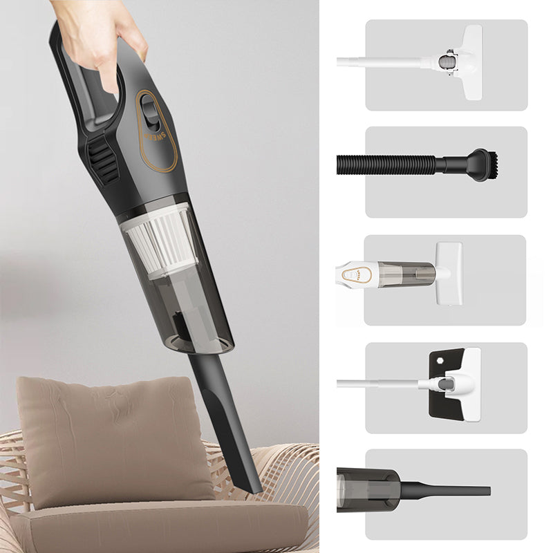 Aspirateur à main sans fil pour la maison et la voiture, blanc/noir