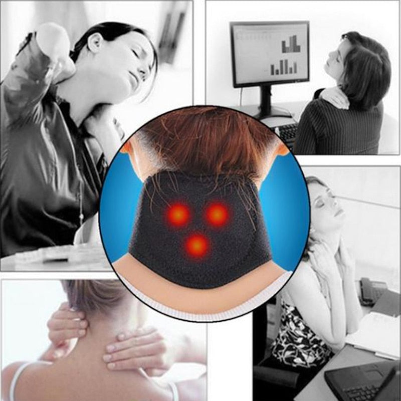 Bandage cervical magnétique auto-chauffant