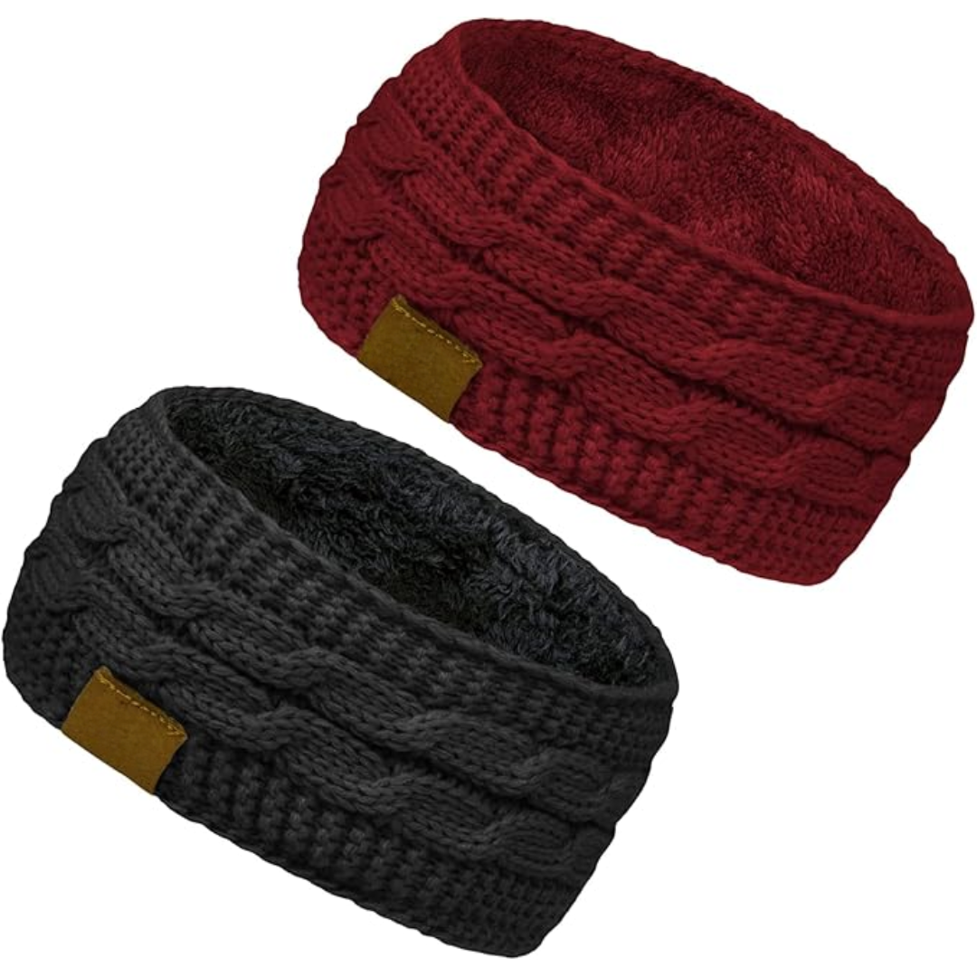 Bandeau cache-oreilles chaud en tricot avec doublure polaire