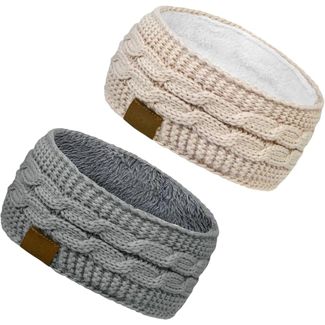 Bandeau cache-oreilles chaud en tricot avec doublure polaire
