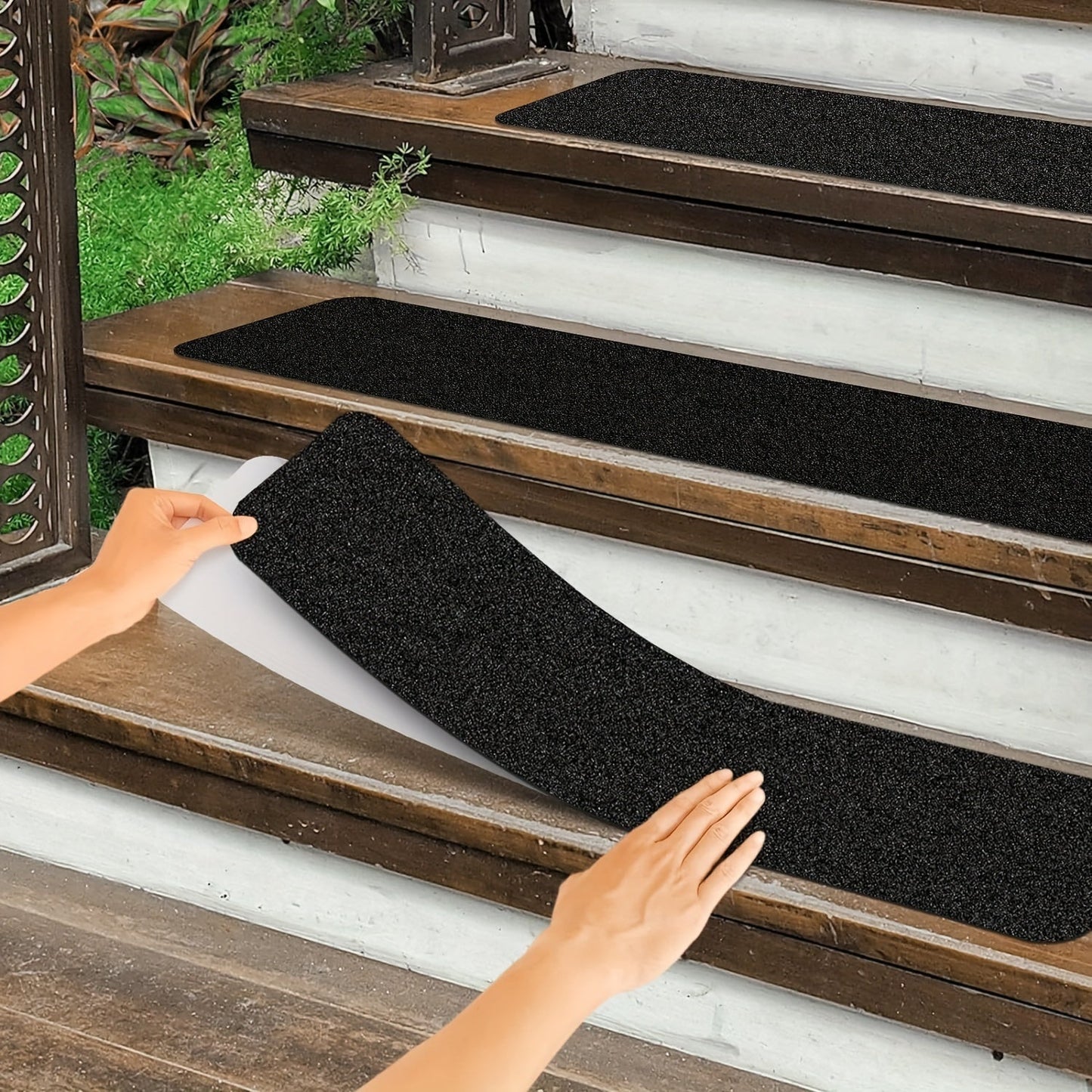 Bandes antidérapantes pour marches d'escalier, lot de 10 – 15 x 61 cm, grain 80, résistantes aux intempéries