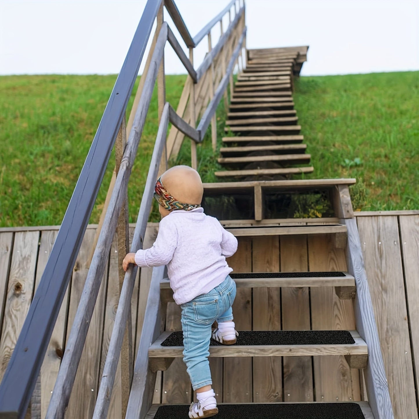 Bandes antidérapantes pour marches d'escalier, lot de 10 – 15 x 61 cm, grain 80, résistantes aux intempéries