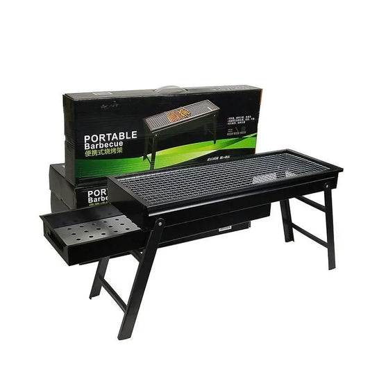 Barbecue au charbon de bois pliant, portable et stable, pour extérieur, camping et pique-nique, 60 × 20 × 31,5 cm
