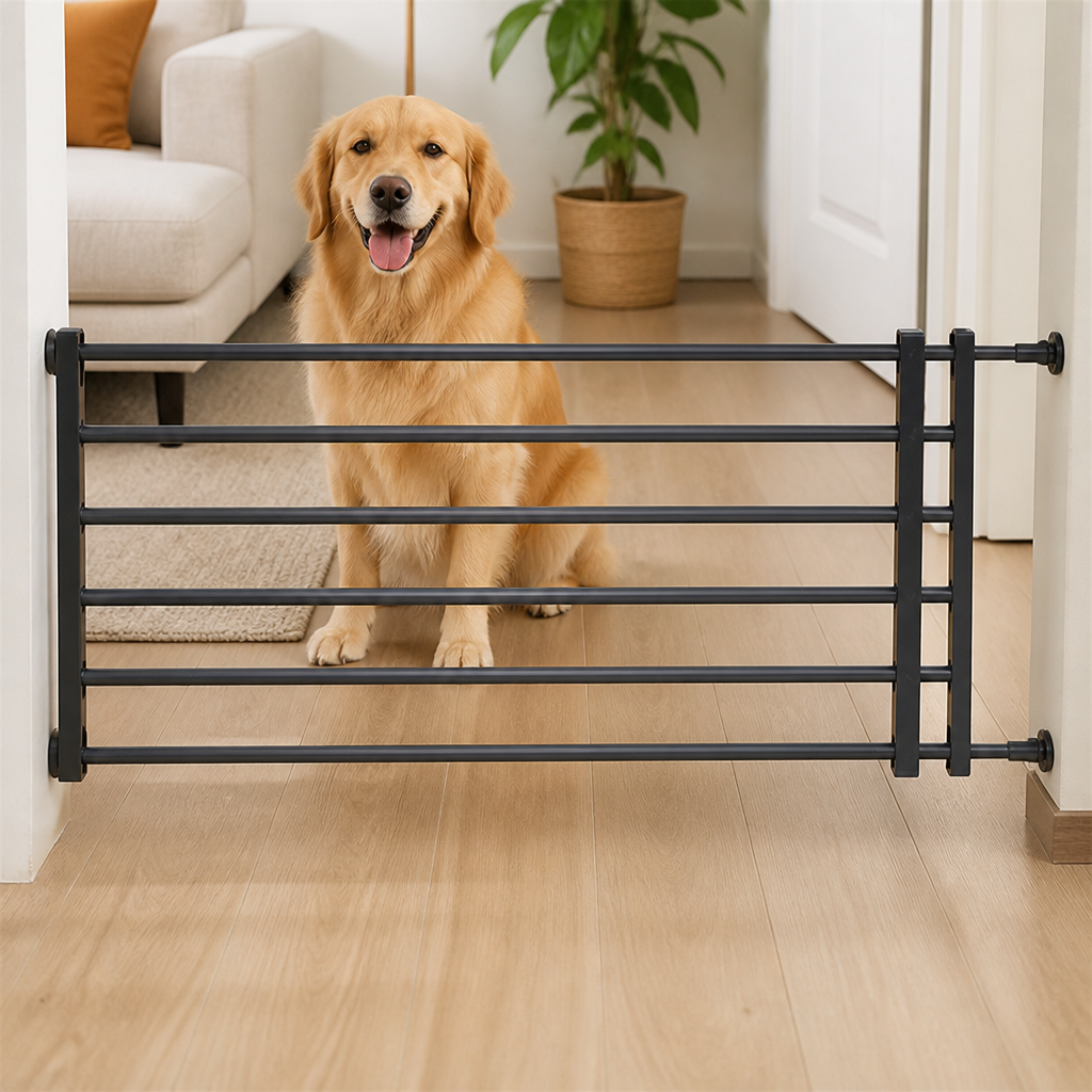 Barrière rétractable pour chien sans perçage (largeur réglable)