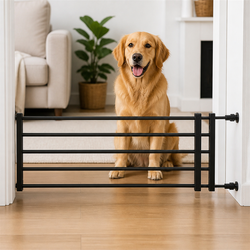 Barrière rétractable pour chien sans perçage (largeur réglable)