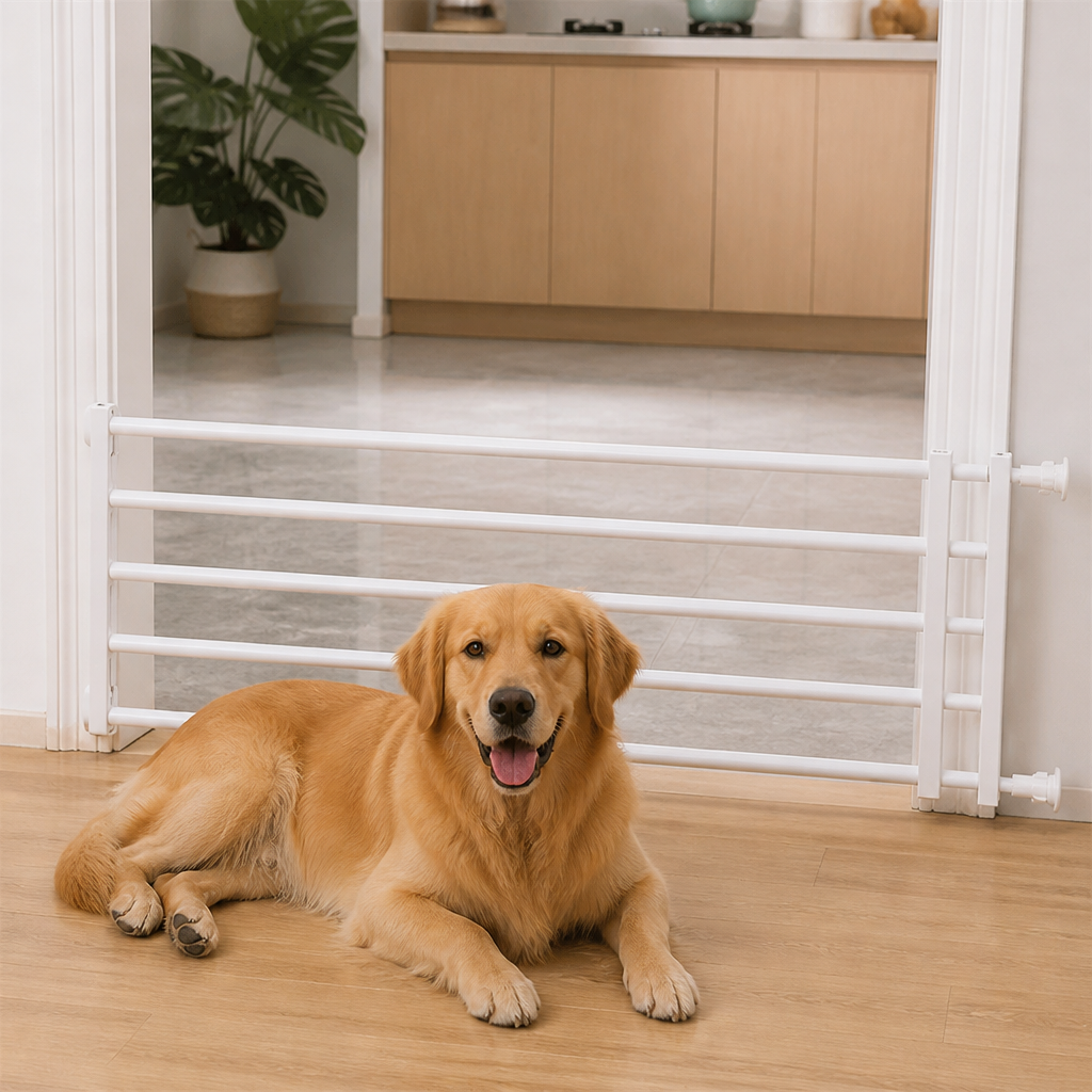 Barrière rétractable pour chien sans perçage (largeur réglable)