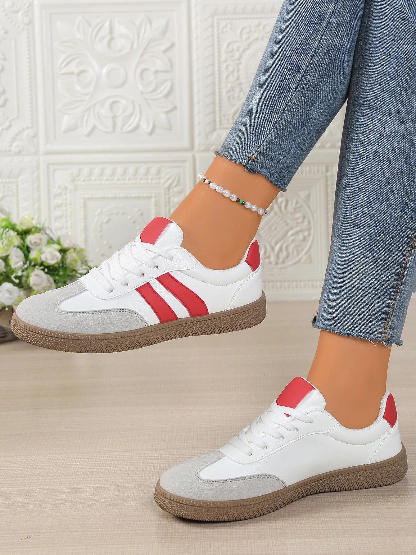 Baskets casual à lacets pour femme