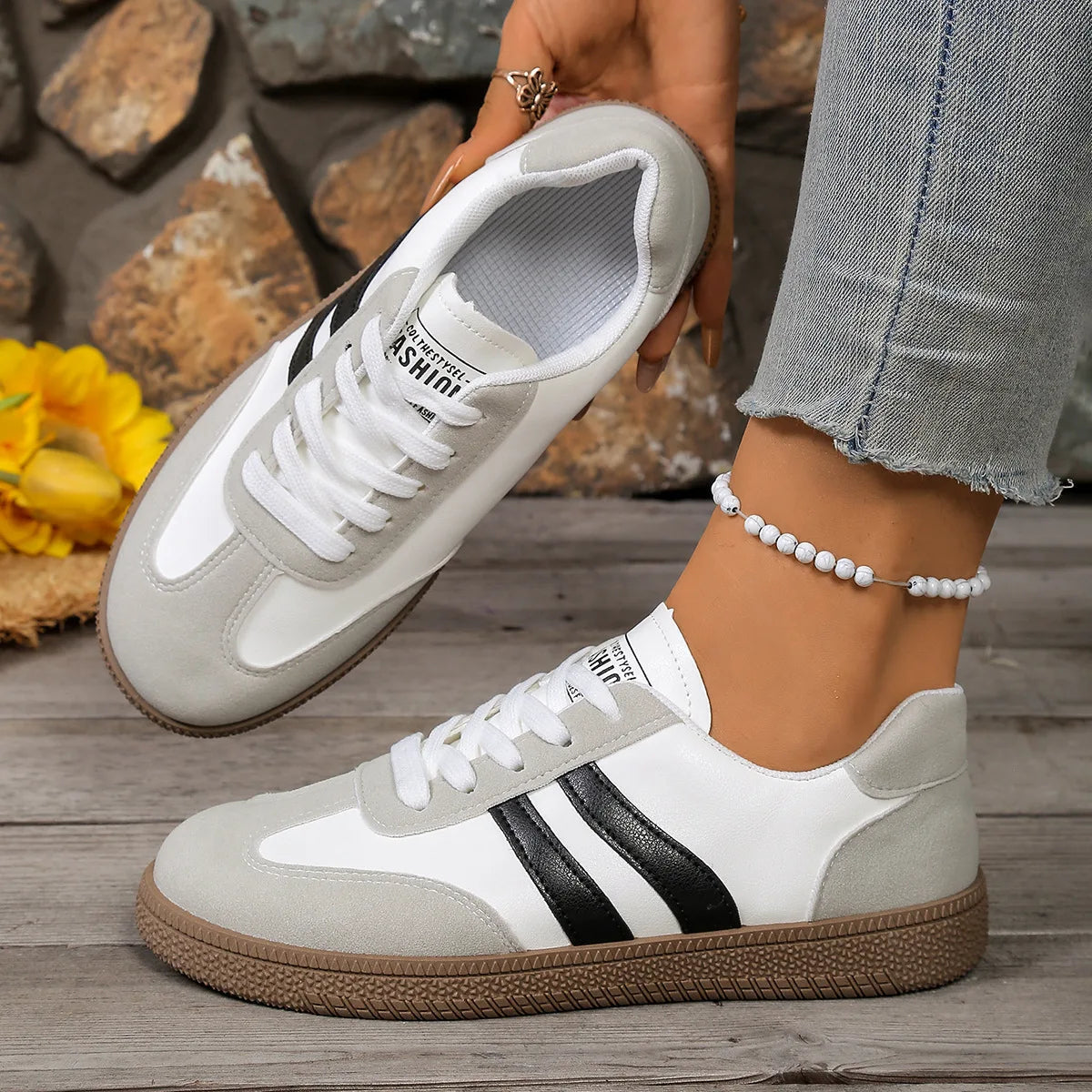 Baskets casual à lacets pour femme