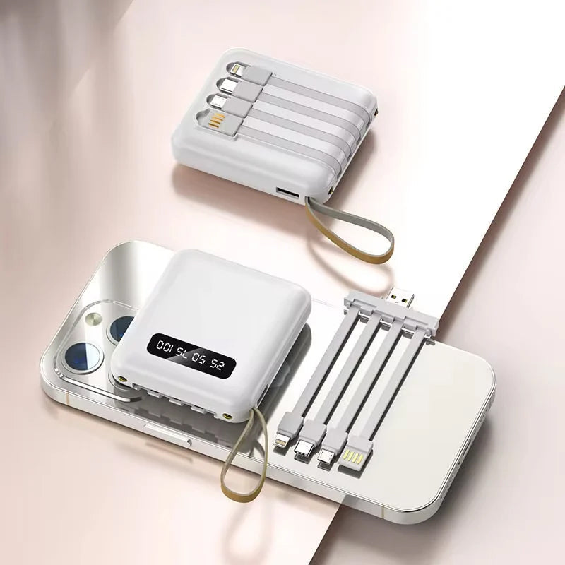 Batterie externe 4-en-1 - Charge rapide USB-C - 10000 et 20000 mAh - Noir, blanc et violet
