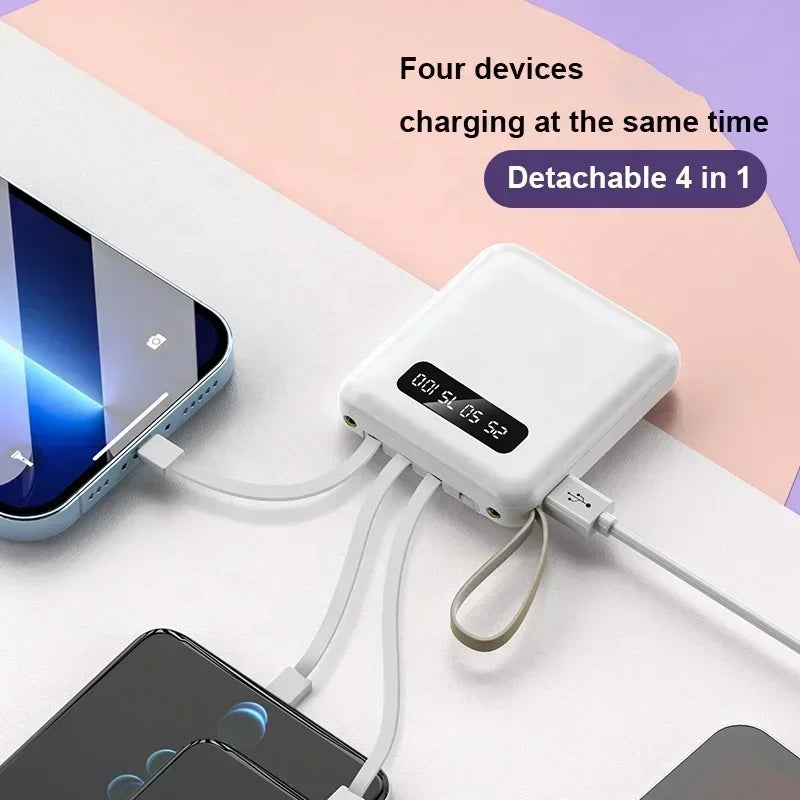 Batterie externe 4-en-1 - Charge rapide USB-C - 10000 et 20000 mAh - Noir, blanc et violet