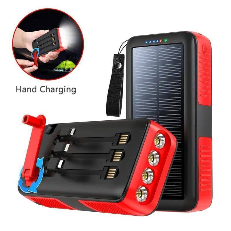 Batterie externe 61200mAh solaire avec manivelle et deux ports USB