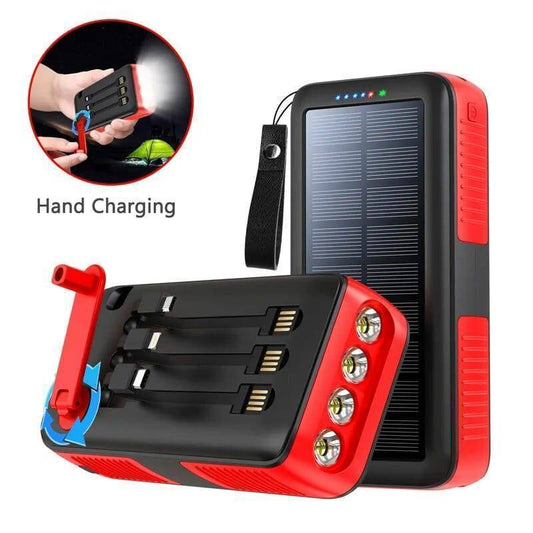 Batterie externe 61200mAh solaire avec manivelle et deux ports USB