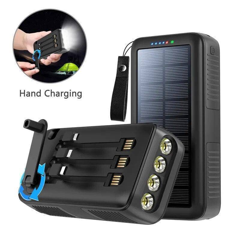Batterie externe 61200mAh solaire avec manivelle et deux ports USB