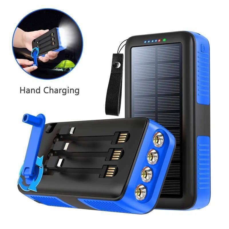 Batterie externe 61200mAh solaire avec manivelle et deux ports USB
