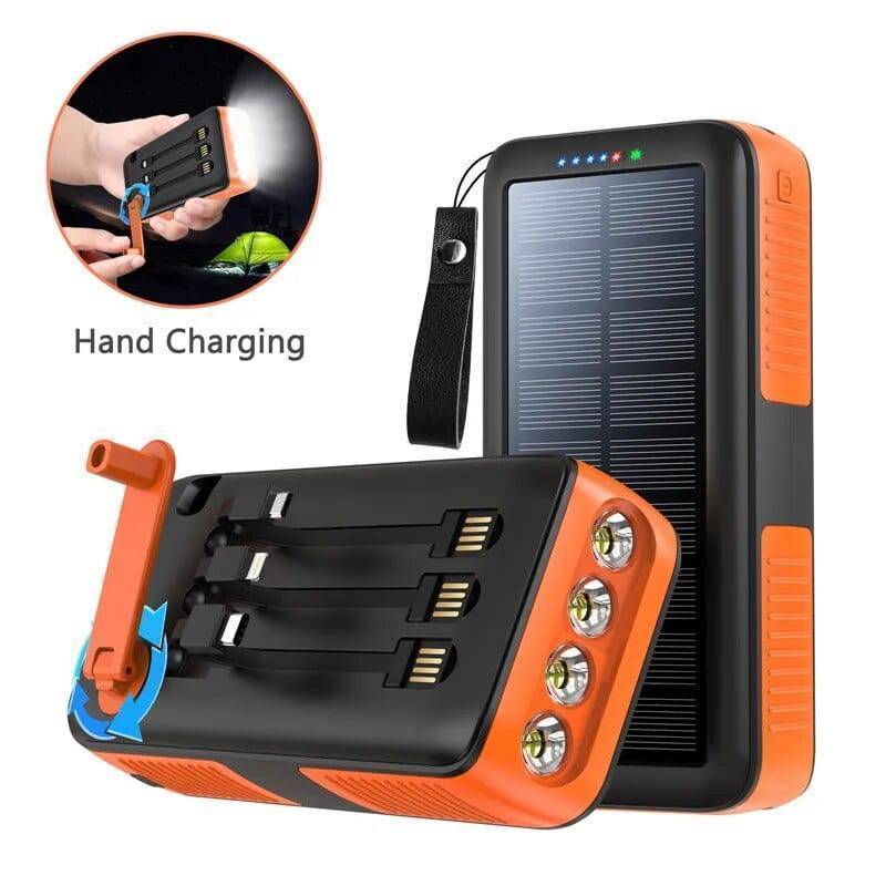 Batterie externe 61200mAh solaire avec manivelle et deux ports USB