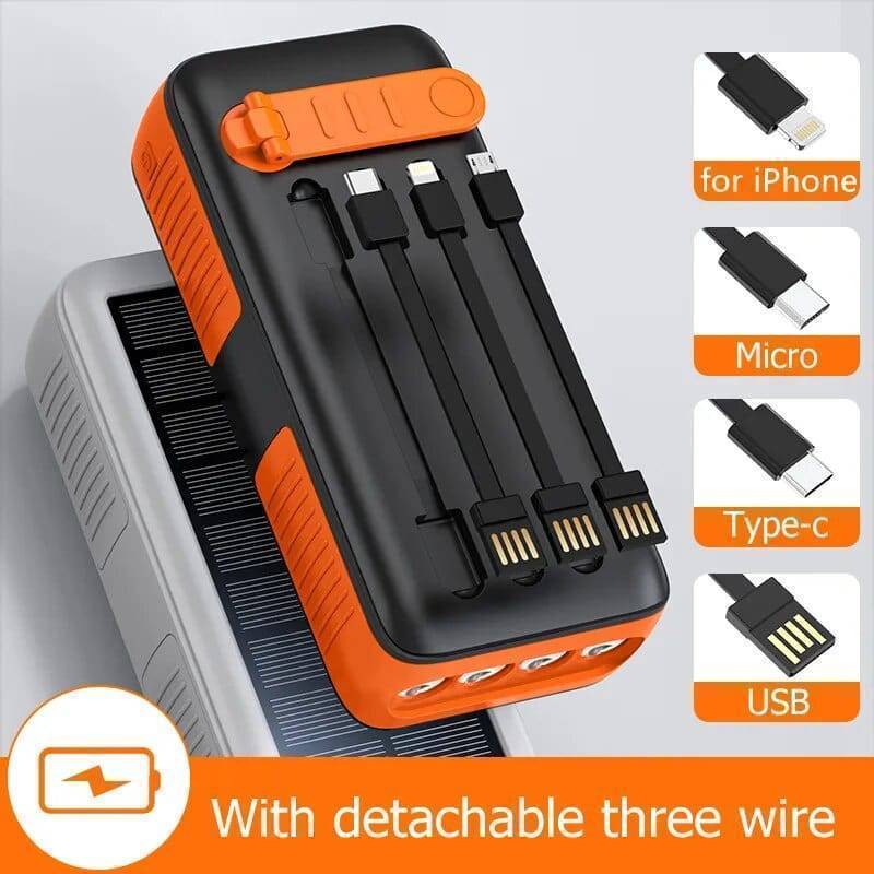 Batterie externe 61200mAh solaire avec manivelle et deux ports USB