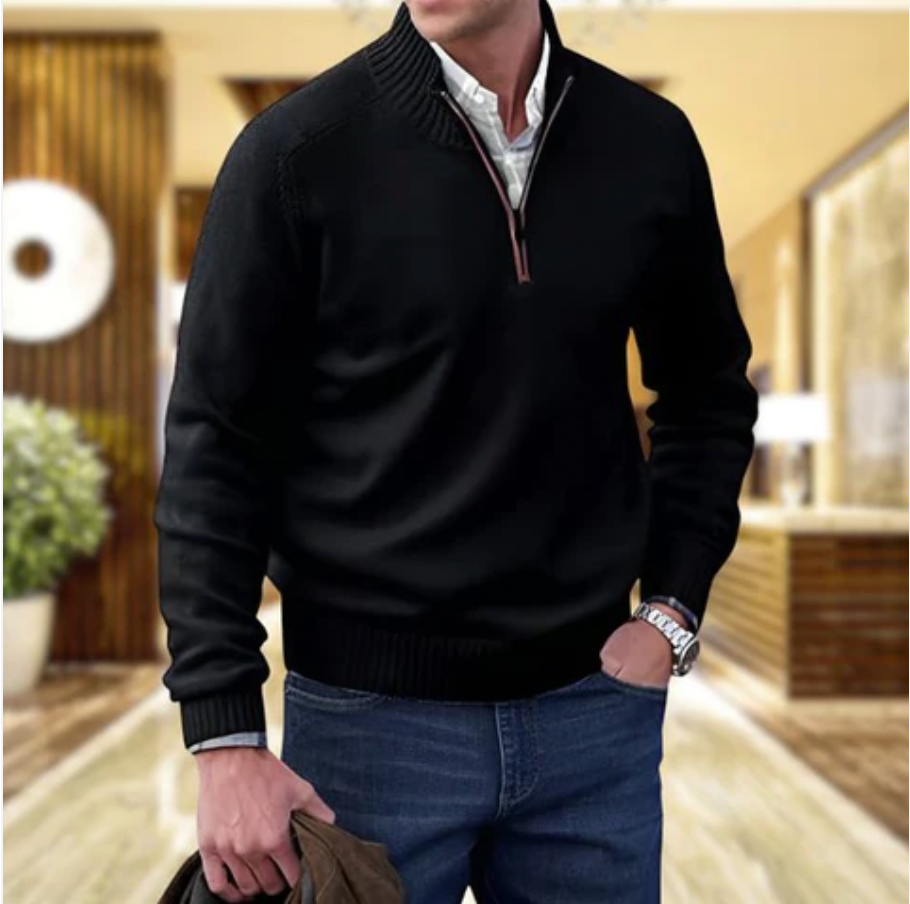 Benoit Elegant Cashmere Sweater with Autumn Zipper