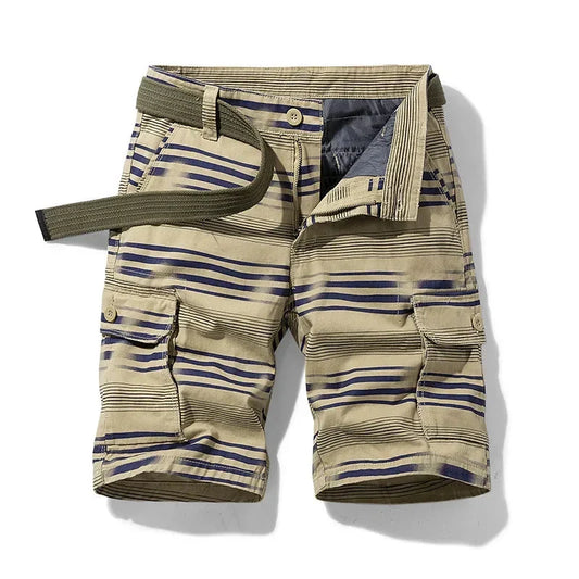 Bermuda cargo homme léger rayé à poches multiples
