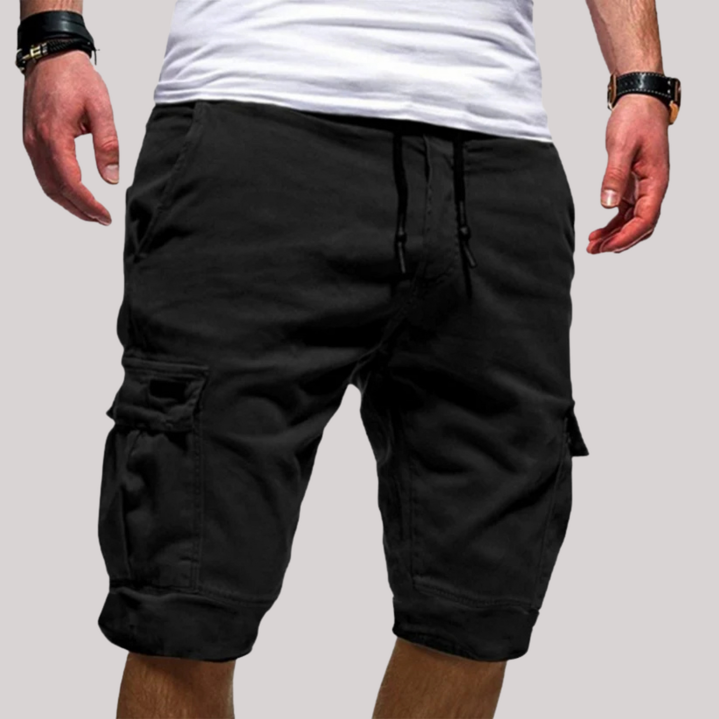 Bermuda cargo pour homme longueur genou à cordon de serrage