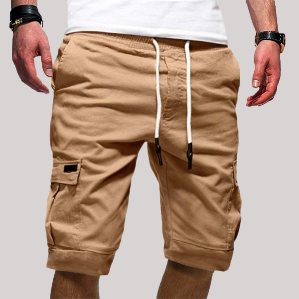 Bermuda cargo pour homme longueur genou à cordon de serrage