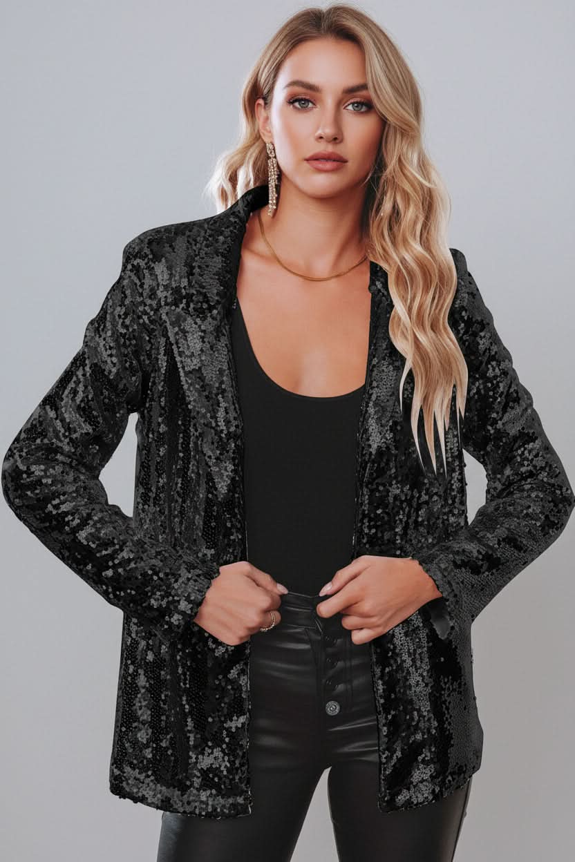 Blazer à paillettes scintillantes pour femme