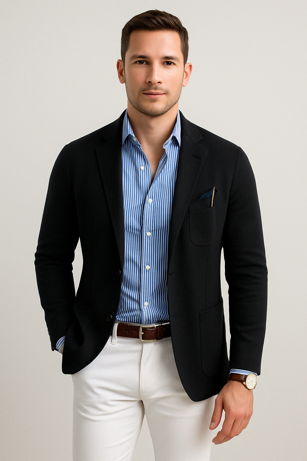 Blazer élégant pour homme avec poches à rabat décontractées – Design intemporel avec une touche moderne