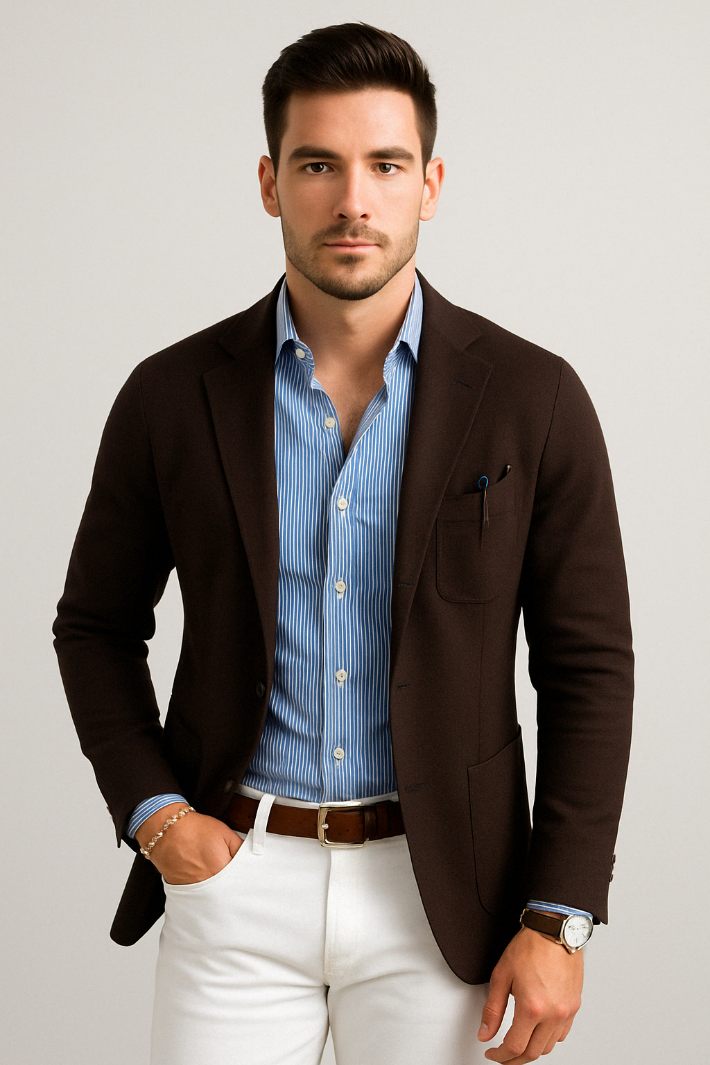 Blazer élégant pour homme avec poches à rabat décontractées – Design intemporel avec une touche moderne