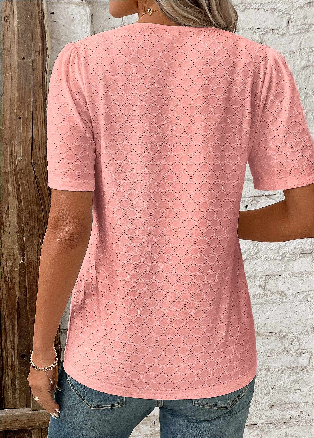 Blouse à manches courtes et boutons pour femme