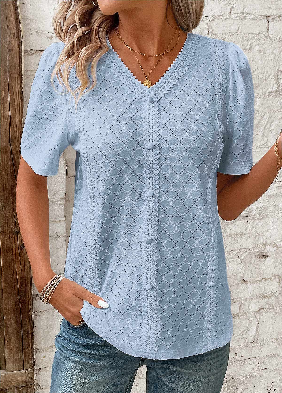 Blouse à manches courtes et boutons pour femme