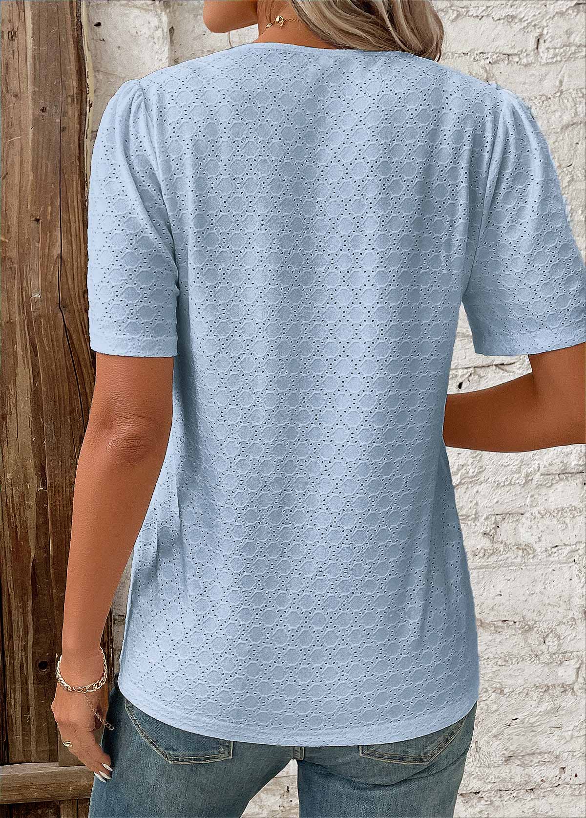 Blouse à manches courtes et boutons pour femme