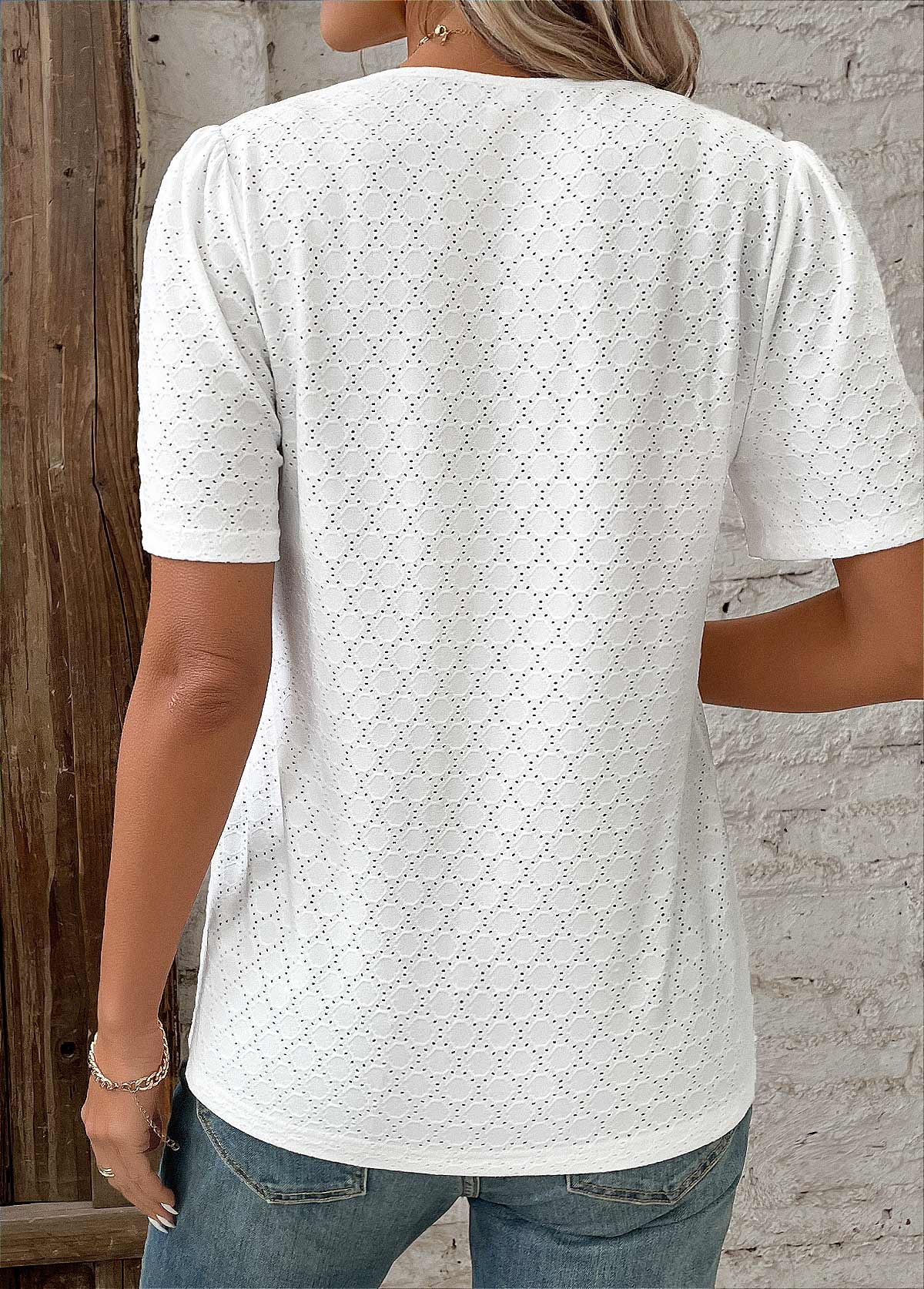 Blouse à manches courtes et boutons pour femme