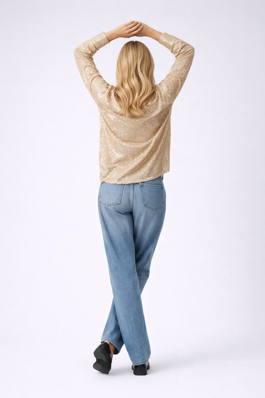 Blouse argentée coupe décontractée pour femme à éclat métallisé