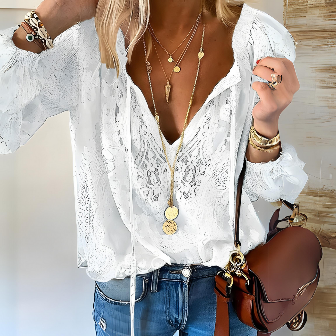 Blouse bohème chic avec décolleté en V