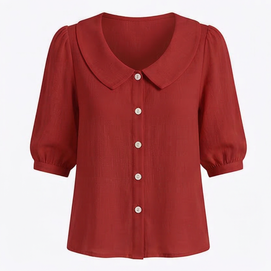 Blouse boutonnée rétro à col Claudine