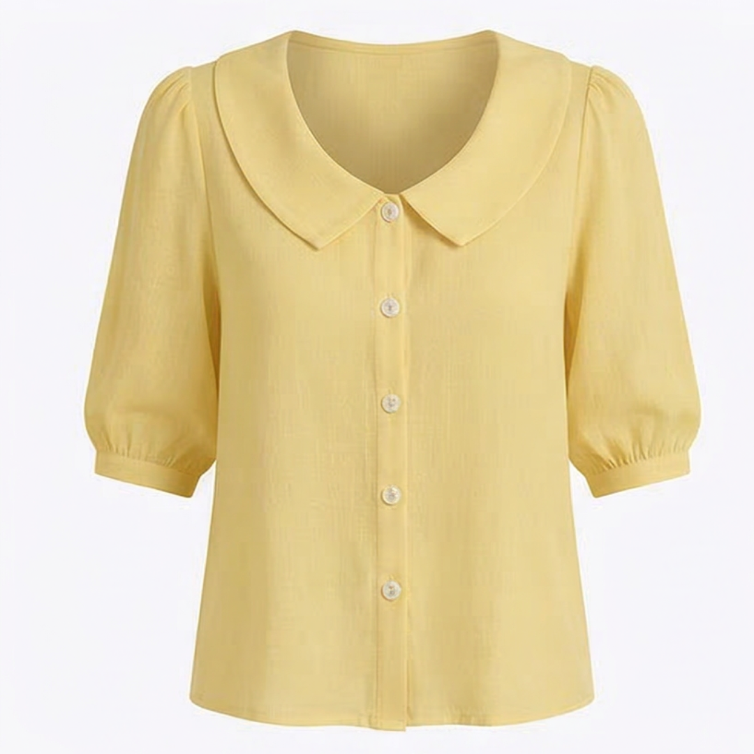 Blouse boutonnée rétro à col Claudine