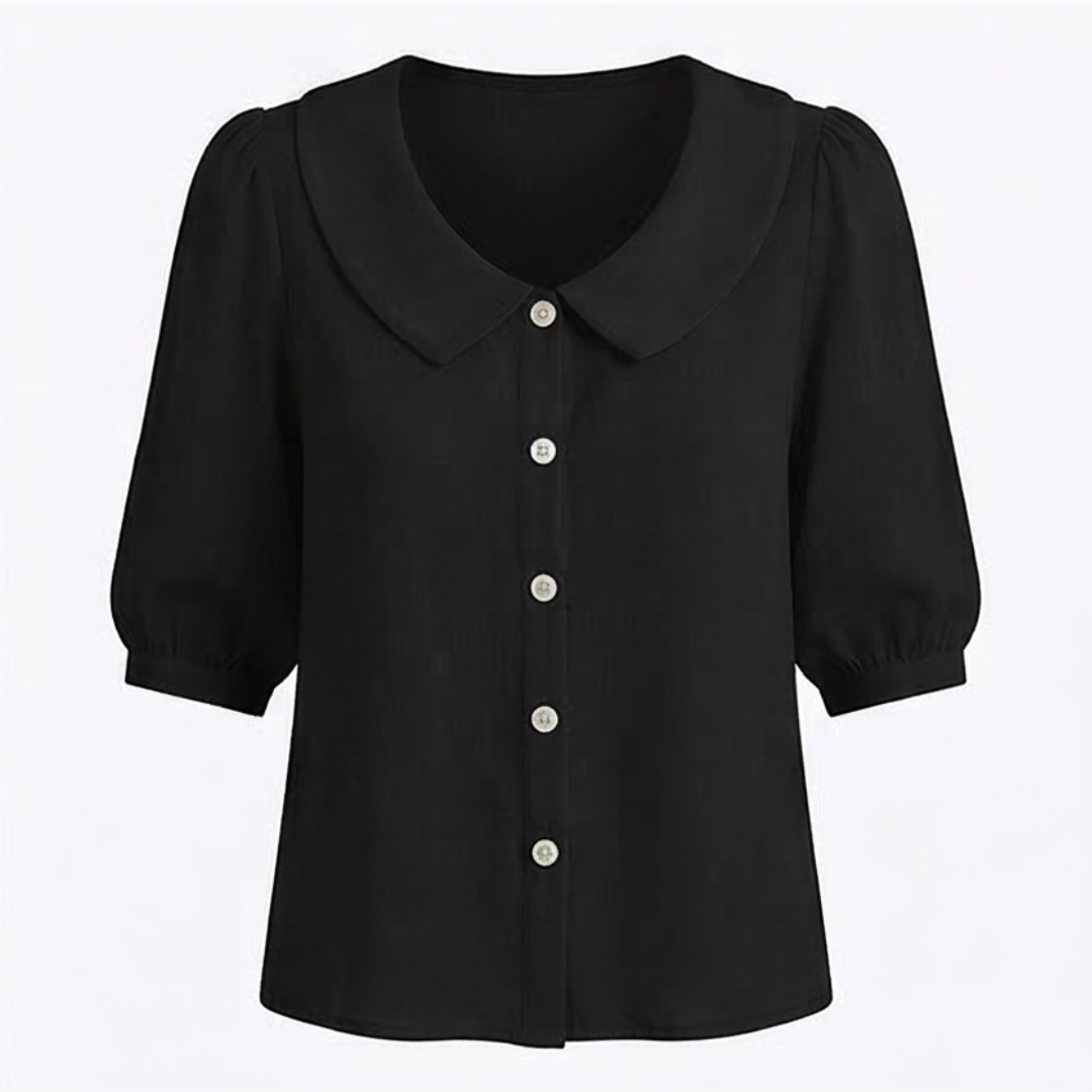 Blouse boutonnée rétro à col Claudine