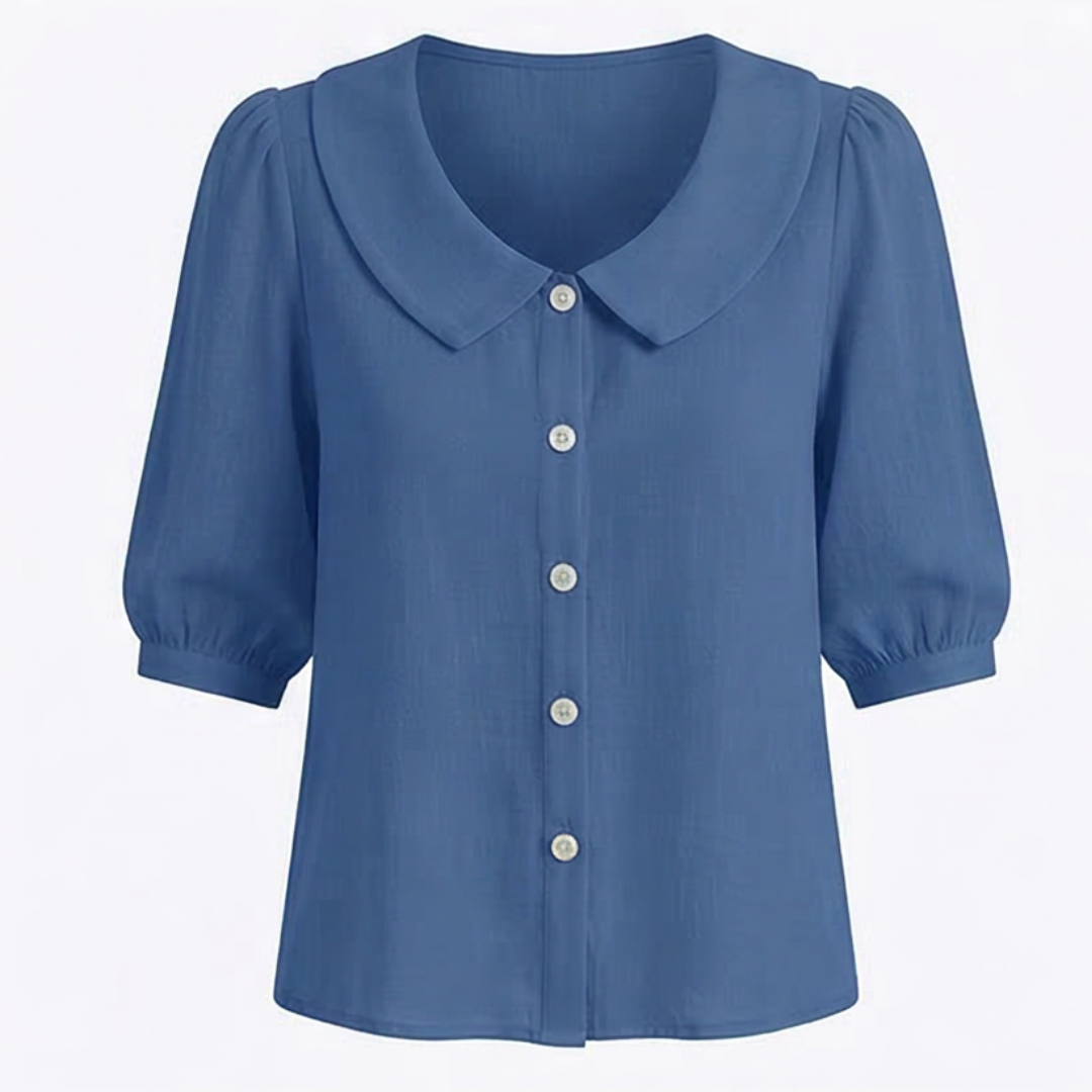 Blouse boutonnée rétro à col Claudine